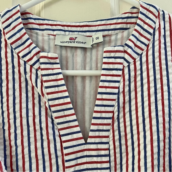 Vineyard Vines Firework Seersucker Tie Front Dress 00 🎆❤️🤍💙 - Picture 3 of 7